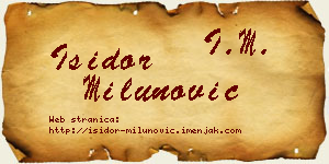 Isidor Milunović vizit kartica